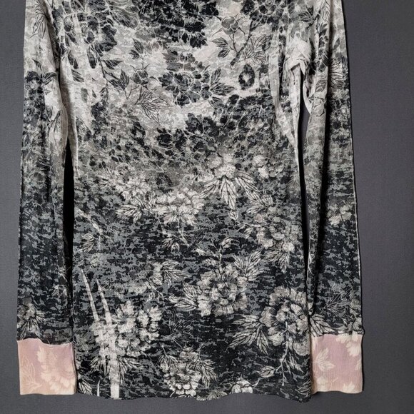 T Party Womens Y2K Floral Burnout Sheer Long Sleeve Fairy Grunge V-Neck Top M - Picture 8 of 12